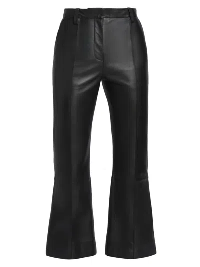 Victoria Beckham Women's Leather Cropped Flare Pants In Black