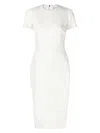 Victoria Beckham T-shirt Fitted Midi Dress With Back Zipper In Ivory