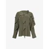 Victoria Beckham Romantic Tie-detailed Silk Crepe De Chine Blouse In Oregano