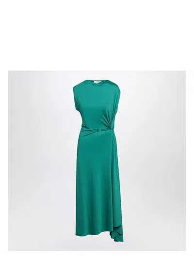 VICTORIA BECKHAM WOMEN'S PEACOCK COLOURED DRESS WITH DRAPING