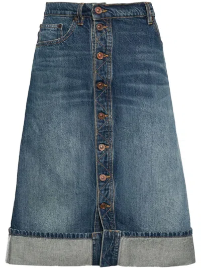 Victoria Beckham Women Placket Detail Denim Skirt In Blue