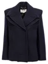 Victoria Beckham Pointed Shoulder Coat In Blue