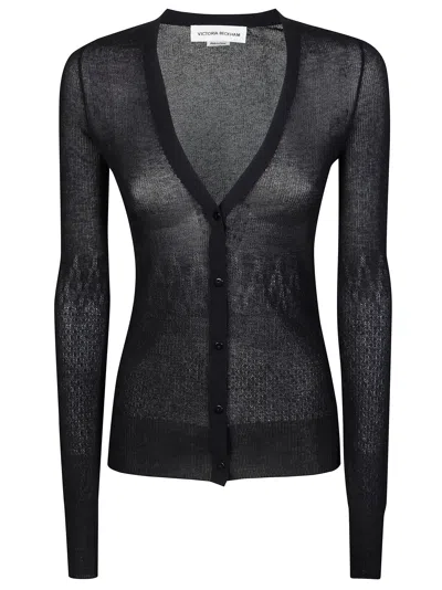 Victoria Beckham Women's Ribbed Knit Cardigan In Nero