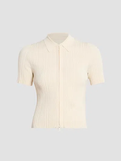 Victoria Beckham Women's Rib-knit Zip Polo Top
