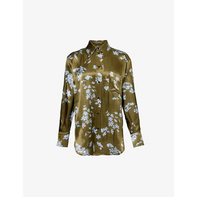 Victoria Beckham Womens Scifi Floral Khaki Floral-print Woven Shirt