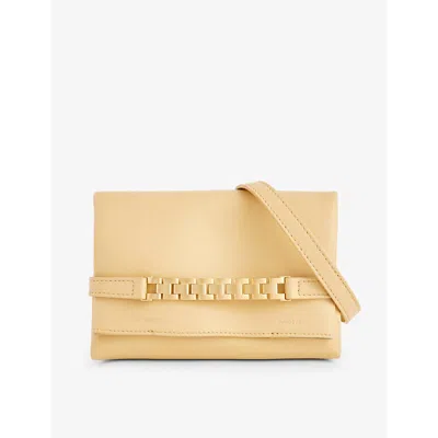 Victoria Beckham Womens Sesame Chain-embellished Mini Leather Pouch Bag