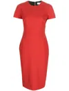 Victoria Beckham T-shirt Fitted Midi Dress With Back Zipper In Red