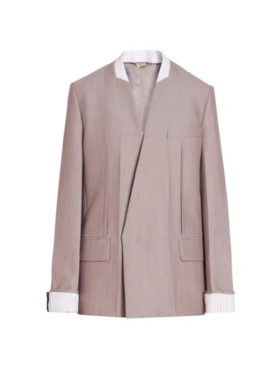 Victoria Beckham Women's Tailored Collarless Folded Wool Jacket In Brown