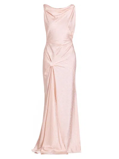 Victoria Beckham Women's Textured Satin Asymmetric Drape Gown In Pink