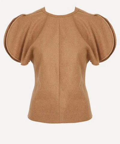 Victoria Beckham Women's Toffee Melange Gathered Waist Midi Skirt In Brown