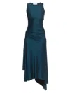 Victoria Beckham Womens Dark Teal Twist Asymmetric-hem Woven Midi Dress In Blue