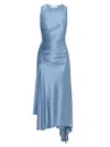 Victoria Beckham Womens Stone Twist Asymmetric-hem Woven Midi Dress In Blue