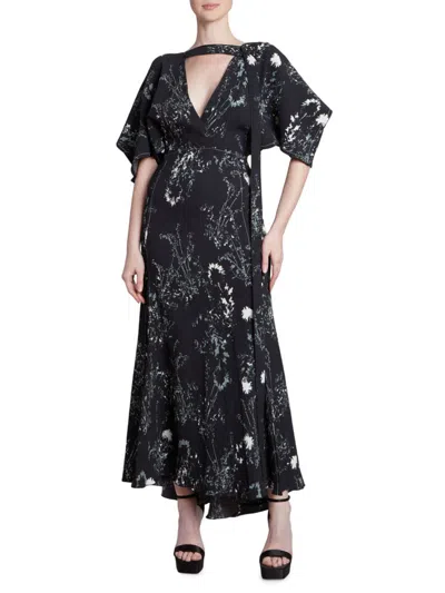 Victoria Beckham Women's V-neck Bias-cut Godet Dress In Multi