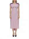 Victoria Beckham Women's V-neck Ruffle Midi Dress In Lilac