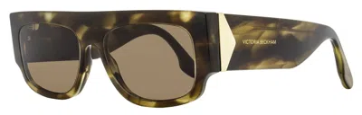 Victoria Beckham Women's V Plaque Sunglasses Vb666s 321 Kakhi Horn 55mm In Multi