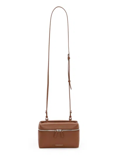Victoria Beckham Vanity Case Leather Crossbody Bag In Brown