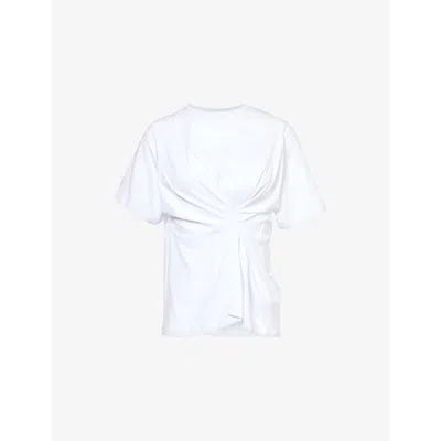 Victoria Beckham Womens White Twist Cotton-jersey T-shirt