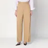 Victoria Beckham Wide Beige Trousers In Cotton Women In Brown