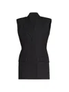 VICTORIA BECKHAM WOMEN'S WOOL-BLEND TAILORED SLEEVELESS BLAZER MINIDRESS