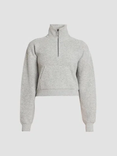 Victoria Beckham Women's Wool-blend Half-zip Sweater In Light Grey Marl