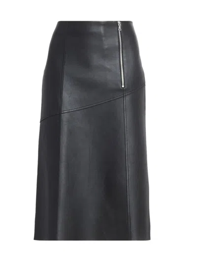 Victoria Beckham Panelled Leather Midi Skirt In Black