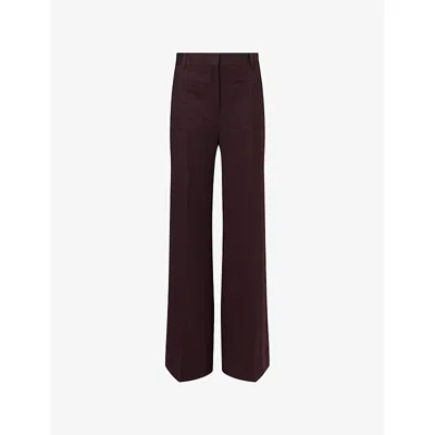 Victoria Beckham Womens Acai Alina Tailored Wool-blend Trousers In Burgundy
