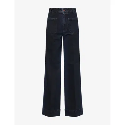 Victoria Beckham Womens Alina Wide-leg Cotton Denim Jeans Ink Blue
