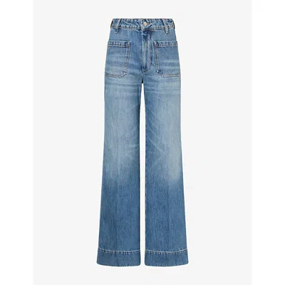Victoria Beckham Womens Alina Wide-leg Cotton Denim Jeans Worn Blue Wash