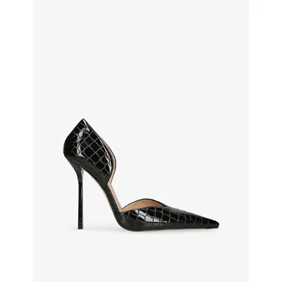 Victoria Beckham Womens Angle D'orsay 55 Croc-embossed Leather Heeled Pumps Black Eur 38/5 Uk