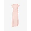 Victoria Beckham Womens Antique Pink Draped Asymmetric Stretch-woven Midi Dress In Neutral