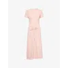 Victoria Beckham Womens Gathered Round-neck Crepe Midi Dress Antique Pink