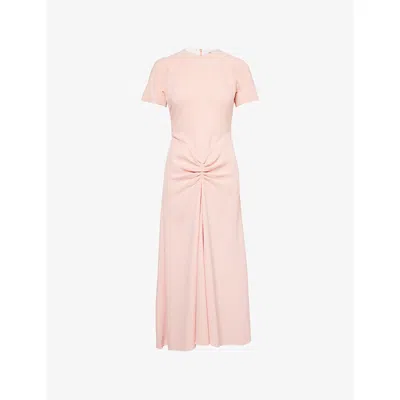 Victoria Beckham Womens Gathered Round-neck Crepe Midi Dress Antique Pink