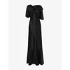 Victoria Beckham Womens  Asymmetric Ruched-front Satin Gown In Black