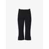 Victoria Beckham Buttoned Cuff Cropped Wool Trousers In Black