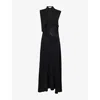 Victoria Beckham Womens Black Draped Sleeveless Woven Maxi Dress In Black