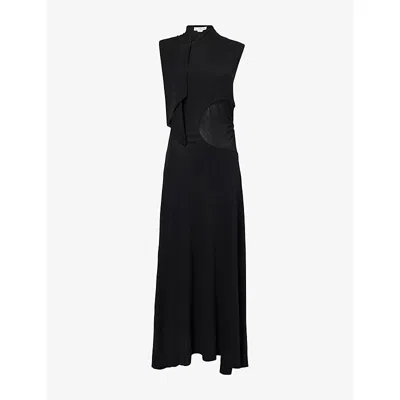 Victoria Beckham Womens Black Draped Sleeveless Woven Maxi Dress