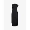 Victoria Beckham Womens Black Draped Twisted-neckline Stretch-woven Midi Dress In Black