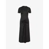 Victoria Beckham Womens Gathered Short-sleeve Stretch-woven Midi Dress Black
