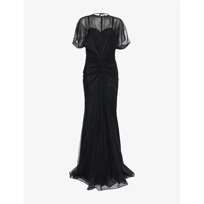 Victoria Beckham Womens Gathered-waist Sheer Mesh Maxi Dress Black