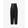 Victoria Beckham Womens Black Ivory Double-waist Tapered Wool-blend Trousers In Black Ivory