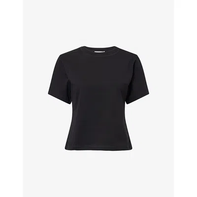 Victoria Beckham Womens Black Jamie Round-neck Cotton T-shirt In Blue