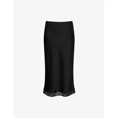 Victoria Beckham Womens Black Lace High-waist Woven Midi Skirt
