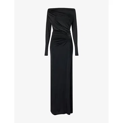 Victoria Beckham Womens Off-shoulder Draped Woven Maxi Dress Black