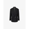 Victoria Beckham Womens Peak-lapels Relaxed-fit Stretch-woven Blazer Black