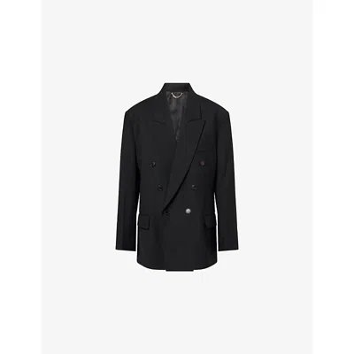 Victoria Beckham Womens Peak-lapels Relaxed-fit Stretch-woven Blazer Black