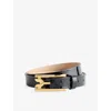 Victoria Beckham Womens Black Pinbuckle Patent Leather Belt In Gold