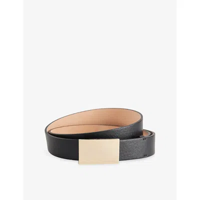 Victoria Beckham Womens Black Portofino Mirror Leather Belt