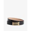 Victoria Beckham Womens Black Regular Frame Buckle-embellished Leather Belt