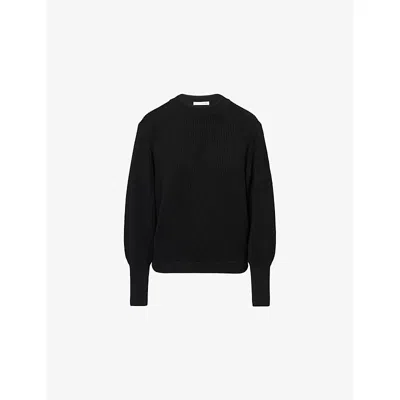 Victoria Beckham Relaxed-fit Ribbed-knit Sweater In Black