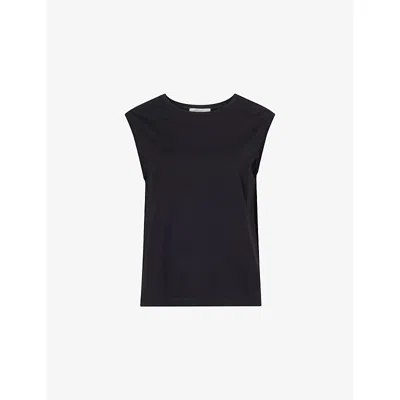 Victoria Beckham Womens Black Sleeveless Relaxed-fit Cotton T-shirt
